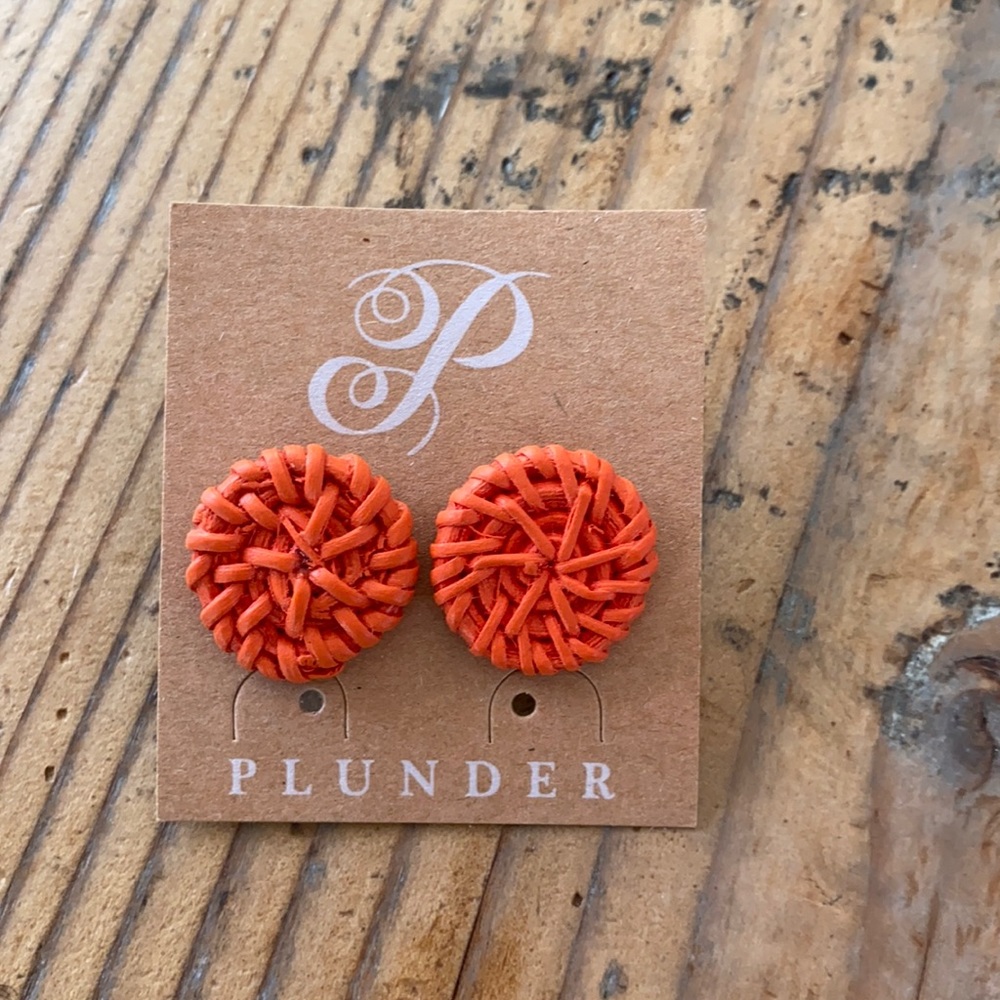 Plunder rattan circle earrings orange